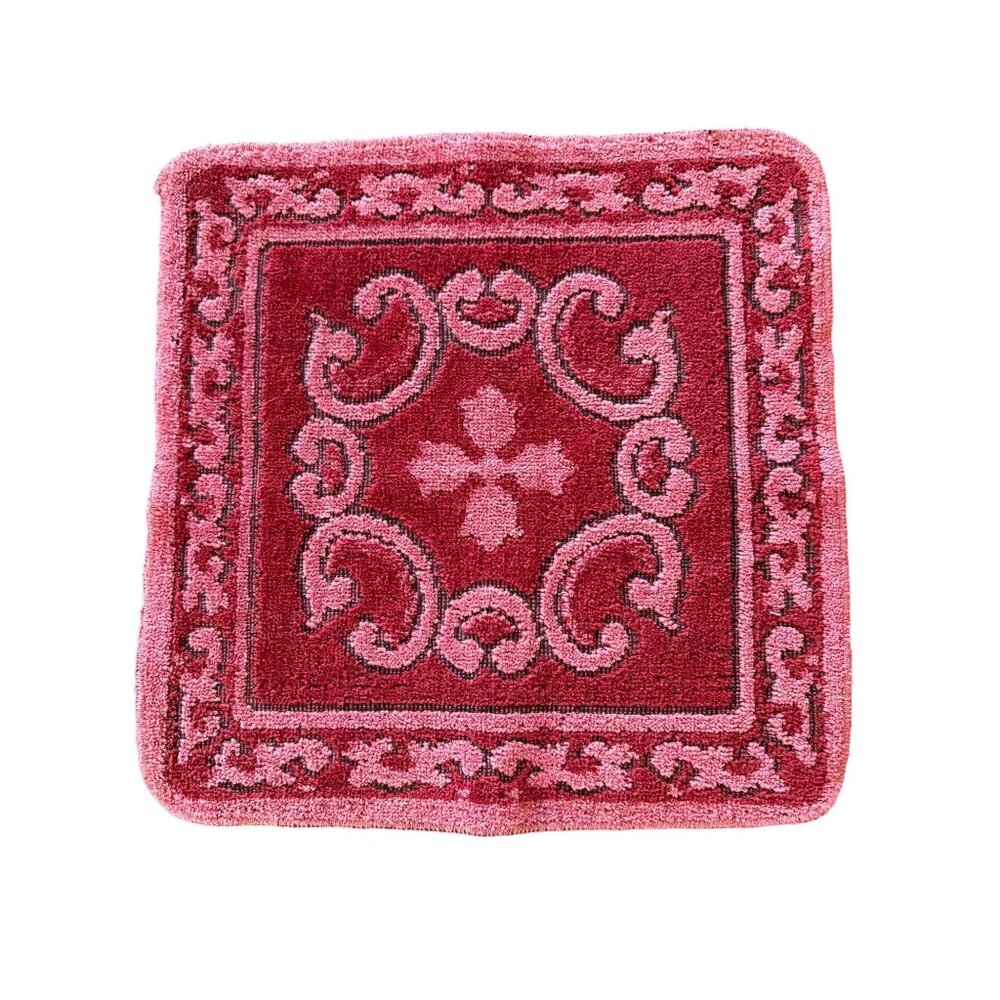 VTG Lady Pepperell Pink Burgundy Washcloth 1960's